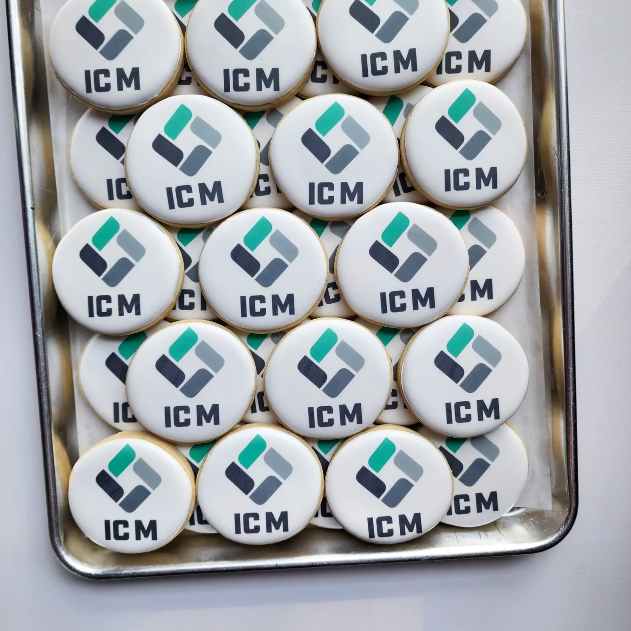 ICM branded corporate logo sugar cookies