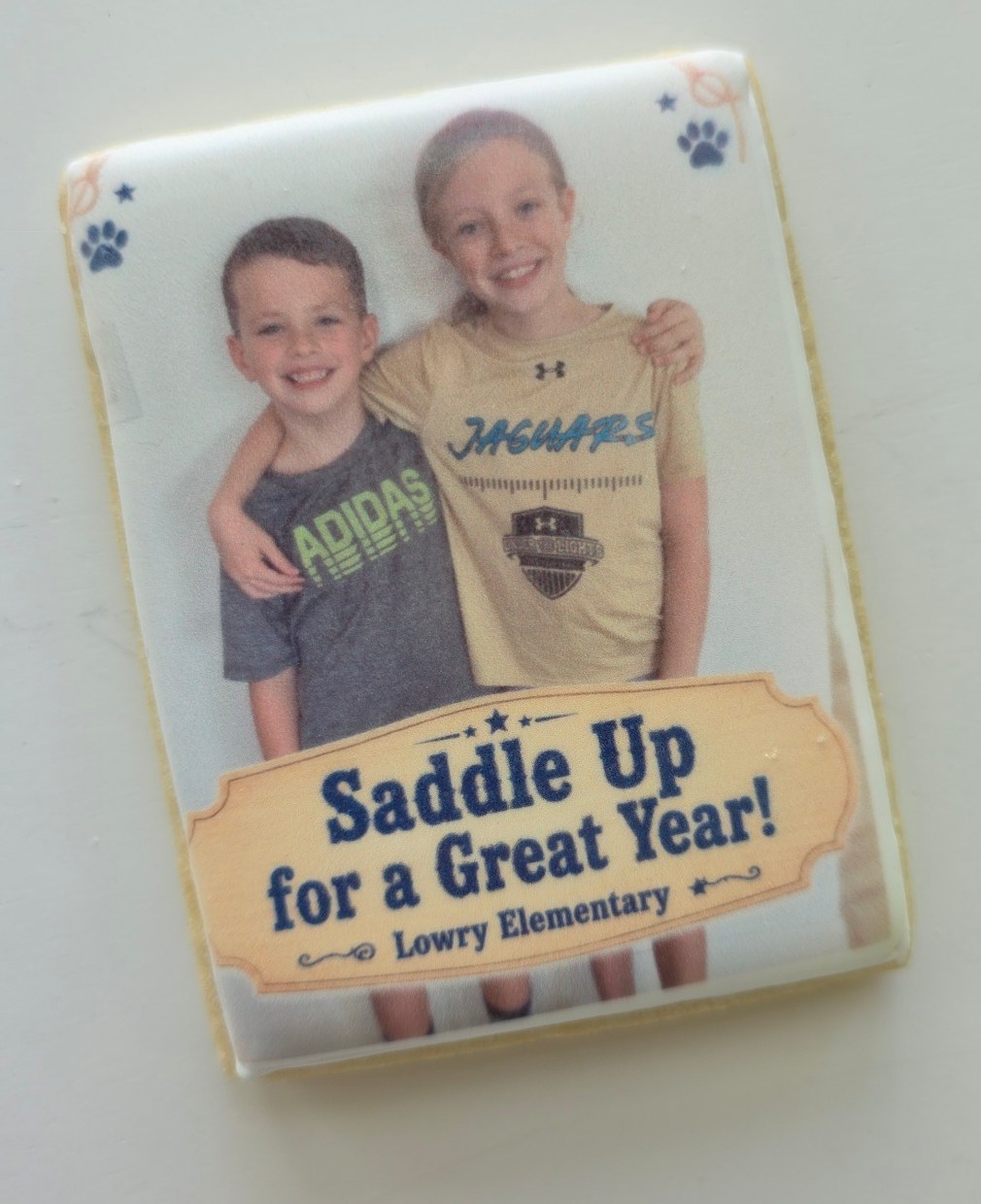 Finished personalized photo cookie outside of the box
