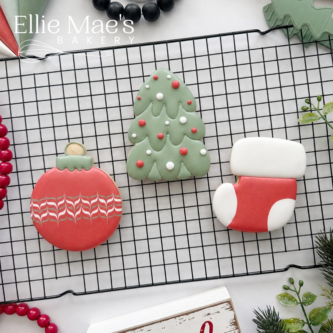 Cookies decorated at the Christmas Kickoff Cookie Decorating class