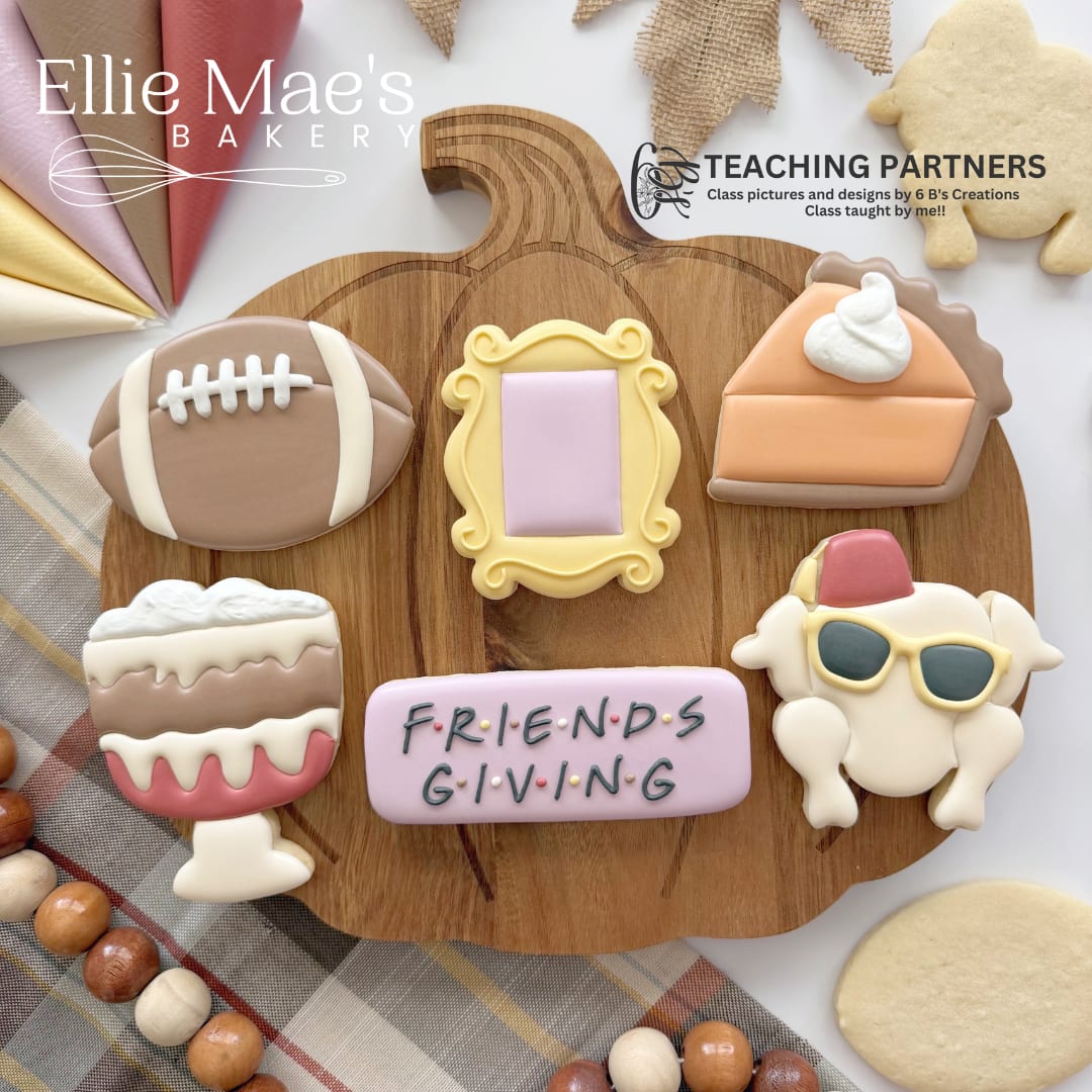 Cookies decorated at the Friendsgiving Cookie Decorating class